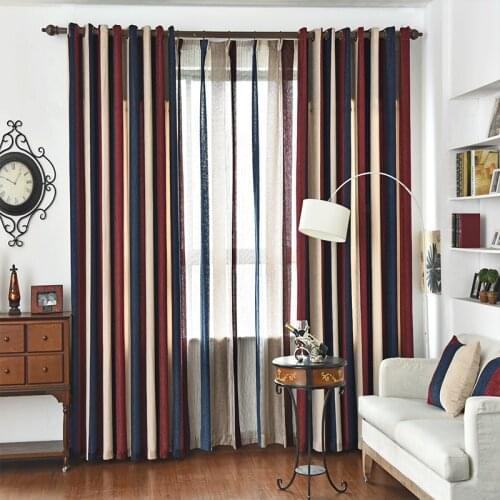 Custom Made Vertical Stripe Curtains Chenille Curtains Tulle Living Room Eco-Friendly Curtain Luxury Mediterranean Style Curtain