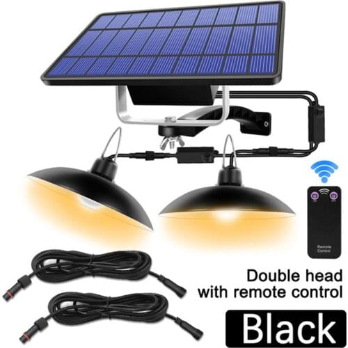 IP65 Waterproof Double Head Solar Pendant Light Outdoor Indoor Solar Lamp With Cable Suitable For Courtyard, Garden, Indoor etc