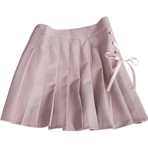 ZG1832 2021 spring summer new women fashion show thin high waist pleated skirt pure color tide student skirt cheap wholesale