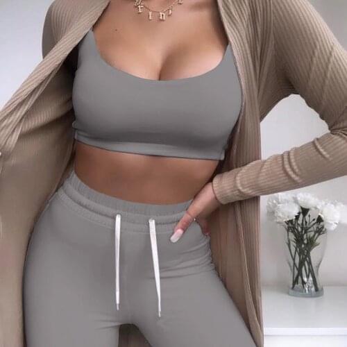 Women Fitness Tracksuit 2 Pieces Set Slim Crop Top + Padded Sporting Leggings Active Wear High Waist Leggings and Bra Suit
