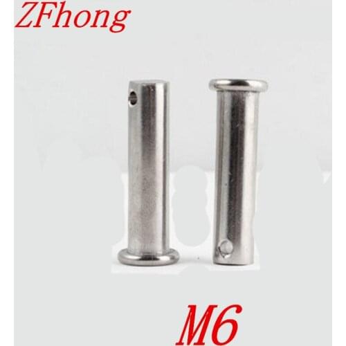 20pcs M6*16/20/25/30/35/40/50/60/70/80 stainless steel clevis Pin with head Flat head cylindrical pin with hole