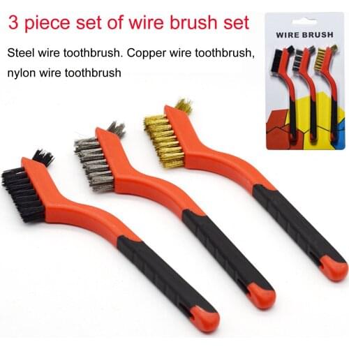3Pcs/Set Wire Brush Cleaning Brush Tool Steel Brass Nylon Metal Cleaning Polishing Rust Brush Metal Cleaning Brush Tool