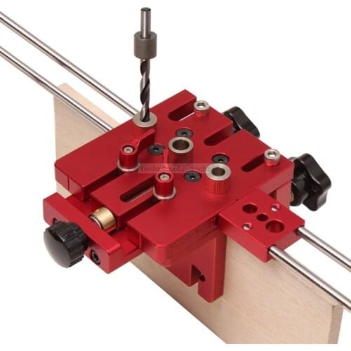 3 In 1 Woodworking Hole Drill Punch Positioner Guide Locator Jig Joinery System Kit DIY Aluminium AlloyWood Working Tool