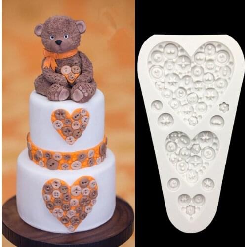 3D Silicone Buttons Shapes Fondant Cake Chocolate Candy Jello Silicone Decorating Mould Tools