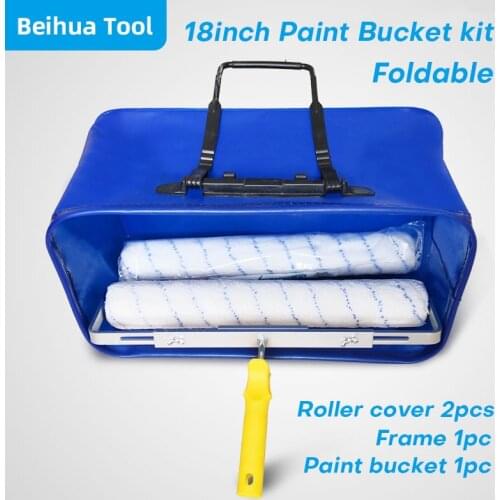 4PCS/set 18inch Paint Bucket kit Paint Roller Brush Paint Tray set for Wall Decoration Handbag Foldable Washing bucke50x28x23cm