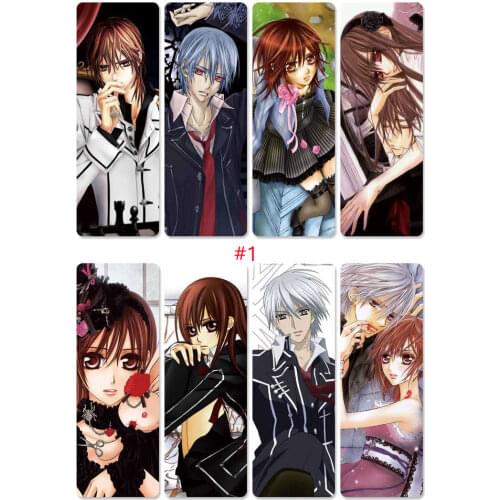 8pcs/set Anime Vampire Knight PVC Bookmarks of Kuran Yuki Kiryu Zero