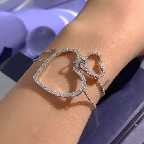 Brand 1:1Luxury Brand Bracelet High Quality Silver Color Love Heart Bracelet Zirconia Stones Women Jewelry