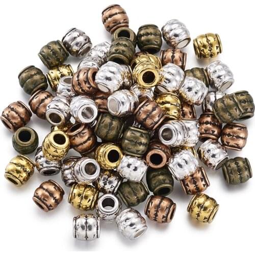 100pcs 8*8mm Mixed Color Tibetan Style Large Hole European Bead Barrel Shape Spacer Beads for DIY Charms Bracelet Jewelry Making