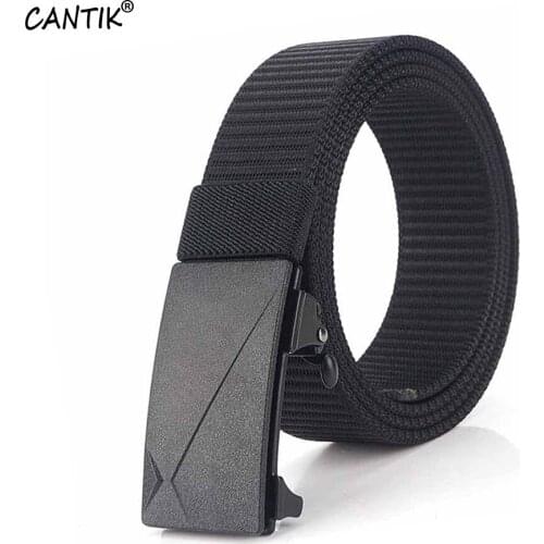 CANTIK 2020 Design Grey Blank Automatic Buckle Metal Belt Quality Fashion Casual Nylon Belts Clothes Accessories for Men CBCA178