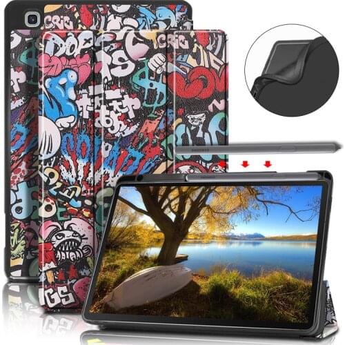 2020 For Samsung Galaxy Tab A7 T500 Case with Pen Holder Tri-Fold Case Cover for Samsung Galaxy Tab S6 Lite 10.4/tab s7 Film+pen