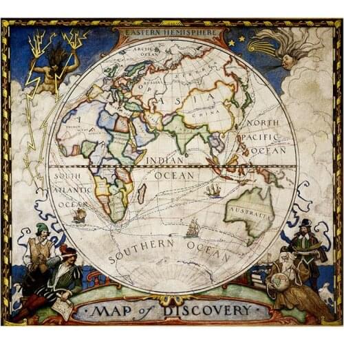 90x90cm Antique Decorative Map Medieval Style Non-woven Foldable World Map 1:1 World Map For Trip and Travel