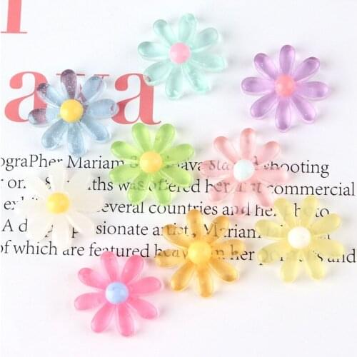 20pcs/lot 16/19/24mm Mixed Resin Daisy Flatback Cabochon Embellishments For Scrapbooking Phone Hiar Clip DIY Decoration Crafts