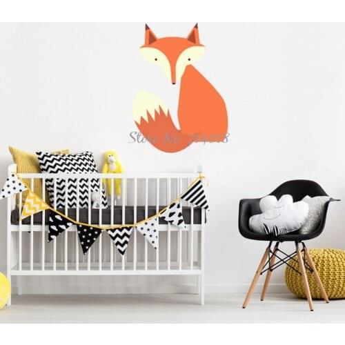 Woodland Animal Wall Decal Colored Fox Vinyl Wall Stickers Kids Bedroom Decoration Decor Nursery Art Murals Vinilos Paredes B16