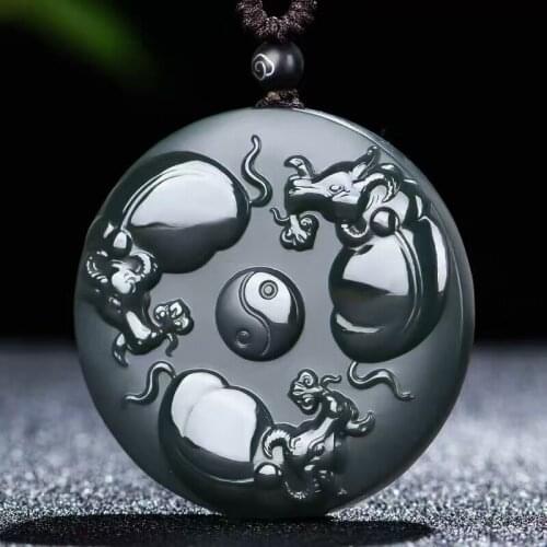 Costly He Tian Jade Carven Pendant 6 Bullfight diagram of the universe Amulet Netsuke Hanging Lucky