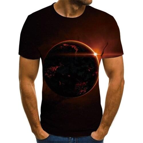 2021 summer oversized 3d t-shirt planet dawn space starry sky clothes mens aesthetic tops fashion nature