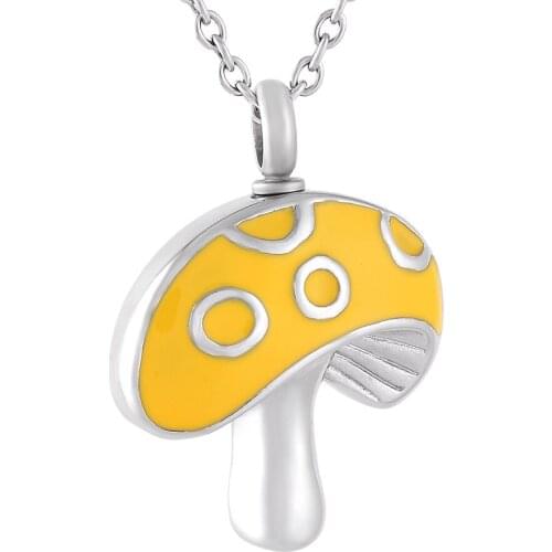 IJD9799 Wholesale Stainless Steel Pretty and Colorful Mushroom Cremation Jewelry Pendant Necklace Women