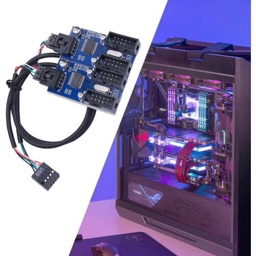 Expansion Cable Practical Plug Play 4 in 1 USB2.0 9-pin Expansion Card for Computer