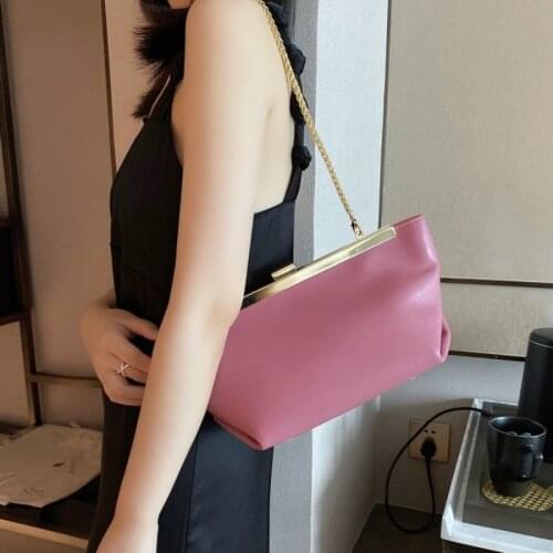 Flap Shoulder Elegant Ladies Bags Softshell Genuine Leather Chain Crossbody Bag Womens Party Packing Vintage Bags Solid Colors