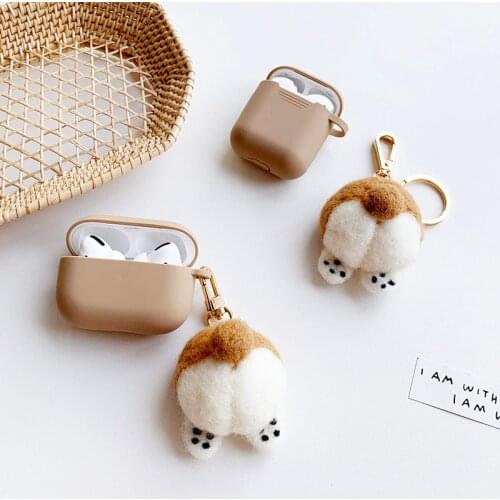 Matte Milk Tea Case for Airpods Pro Cute Corgi Ass Pendant Case for Appel Airpods Pro 3 Cover Kawaii Earphone Etui Fundas Capa