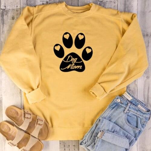 Kawaii Dog Mom Cotton Women Sweatshirt Full Long Sleeve Mama Top Shirt Round neck Pullover Mother Female Clothing