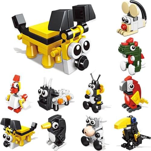 Mini Building Blocks DIY Action Figures Cartoon Animals Diamond Granules Micro Building Block Toys Montessori Toys for Kids Gift