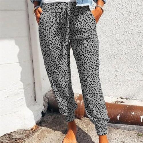 Fashion Elegant Printed Pants Ladies Casual Loose Pants Female Streetwear 2020 Drawstring Simple High Waist Trousers