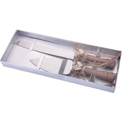 2Pcs Rustic Wedding Cake Knife and Server Set Stainless Steel Cake Shovel Pizza Pie Baking Tool Christmas Birthday Party Gifts