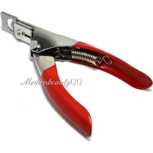 NAIL ART SHARP CLIPPER CUTTER MANICURE ACRYLIC FALSE TIPS TOOL - RED