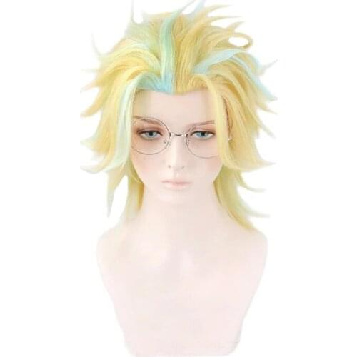 Rindo Haitani Cosplay Wig Anime Tokyo Revengers Cosplay Short Golden Mixed Blue Heat Resistant Synthetic Hair Pelucas