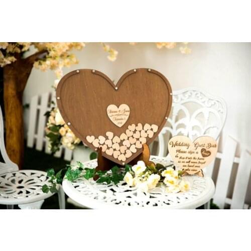 Personalize mr&mrs wooden heart Wedding Guest Book Alternative Guestbook Drop Top box wedding Guest Book hearts drop box