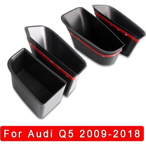 ABS Door Handle Armrest Box Storage Frame Cover For Audi Q5 2009-2018 Interior Organizer Phone Holder Car Styling Accessories