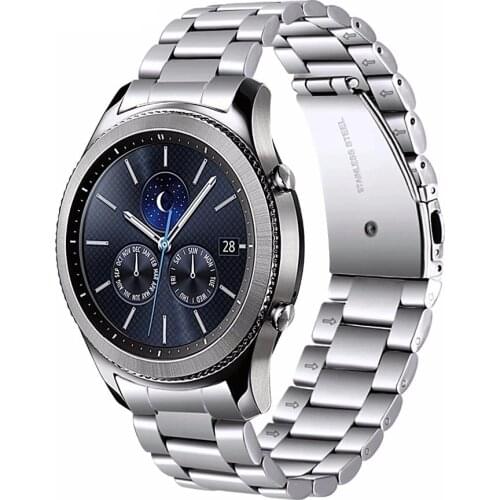 Premium Stainless Steel Watchband for Samsung Gear S3 Classic Frontier Smart Watch Band Wrist Strap Link Bracelet Silver Black