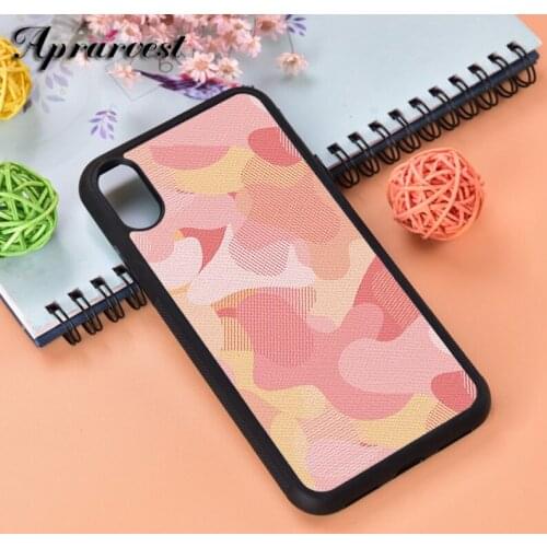 Aprarvest Pastel Pink Camo Silicone Rubber Phone Case Cover For iPhone 6 6S 7 8 PLUS X XS XR 11 12 MINI PRO MAX