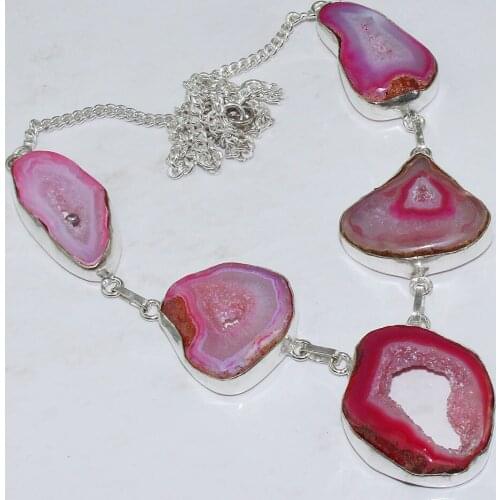 Solar Druzy Necklace Silver Overlay over Copper , 53cm, N1590