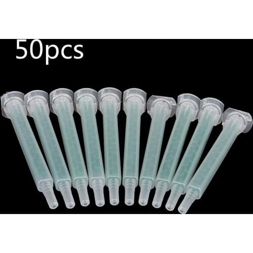 Static Mixer Plastic Mixing Tube Resin Glue Mixing Nozzle Syringe 50pcs Set for AB Glue Gun Two Component Liquid Mixing Machine