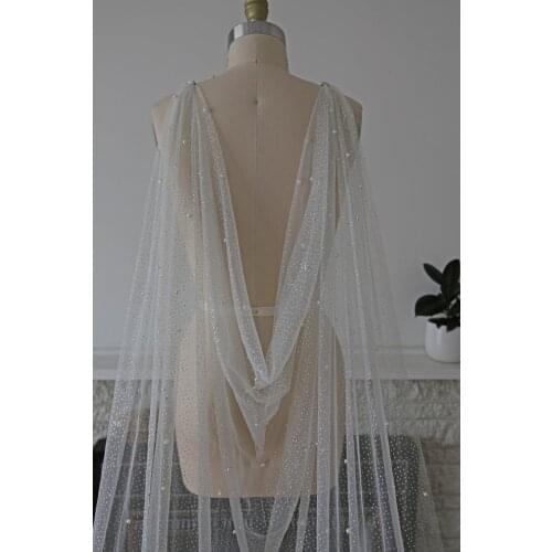 Pearl bridal bolero, Glitter Pearl Cape Veil, Sparkle Cape, Wedding Cape, Bridal Cape, Wedding accessories Custom Made