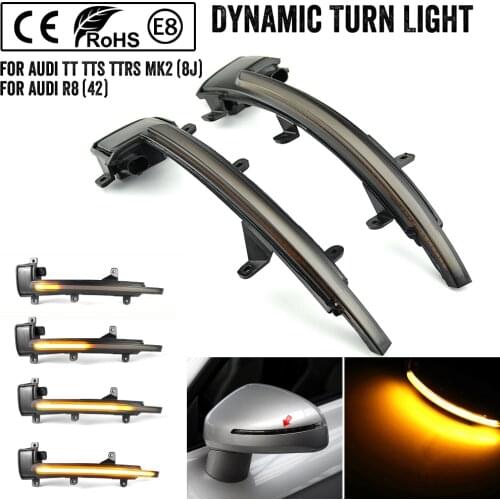 For Audi TT TTS MK2 8J 2007-2014 TTRS R8 LED Dynamic Turn Signal Light Sequential Side Wing Mirror Indicator Lamp Blinker Trim 5