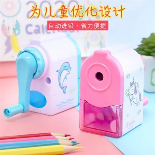 Cute Hand Crank Mechanical Accessory Sharpener Creative Student Cartoon Print Pencil Sharpener for Kids School Supply Stationery