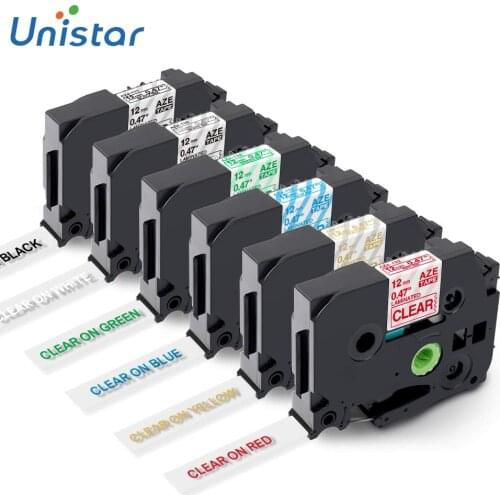 Unistar 6PCS 12mm Label Tape Compatible for Brother Label Maker pth110 TZe-131 TZe-132 TZe-133 TZe-136 TZe-134 TZe-135 PT-1010