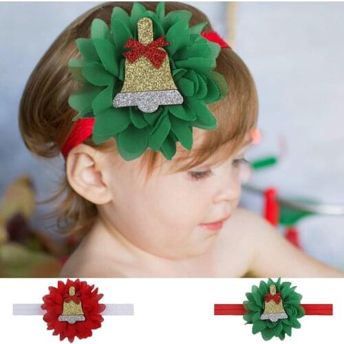 Yundfly Baby Girls Chiffon Flower Headband Newborn Sequin Bells Headband Toddler Christmas Gift