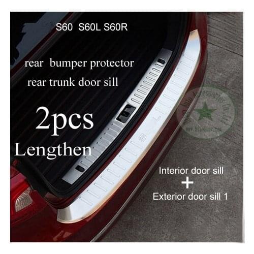 Rear bumper protector scurff plate door sill for Volvo S60 S60L S60R,8K stainless steel,1piece or 2pcs,free shipping to Asia
