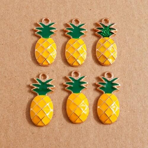 10pcs 12*25mm Cute Enamel Pineapple Charms for Earrings Pendants Necklaces Making Fruit Charms Handmade DIY Jewelry Accessories