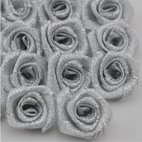 20 pcs Organza Ribbon Rose Flower Silver color DIY Craft Appliques B82