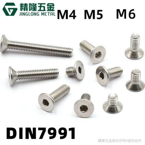 20pcs M4 M5 M6 304 stainless steel Hex Hexagon Socket Ultra Thin Super Low Flat Wafer Head Allen Cap Screw Bolt DIN 7991