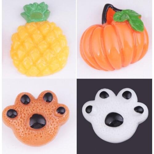 3D Cartoon resin Bear paw pineapple Halloween pumpkin Snap button 20mm KT1901