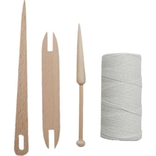 4pcs/set Wooden Shuttle Stick Rod Needle Knitting Weaving Loom Warp Thread Yarn M6CE