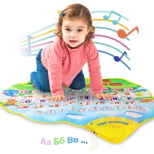 73x49cm Russian Musical Mat with Alphabet & Number Baby Play Game Mats Russian Learning Toys Educational Early Recognize Toys