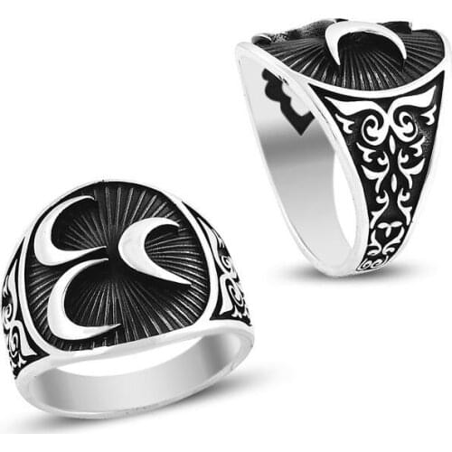 925 sterling Silver Three Crescent Oxidized Ring