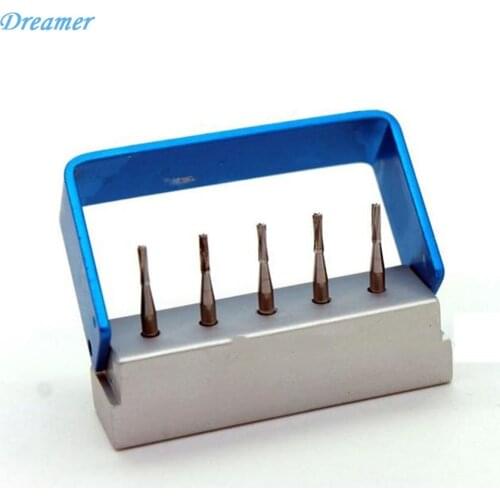 Brand New 6pcs/Box Dental Tungsten Steel Drills/burs with 1 Pcs Bur Box
