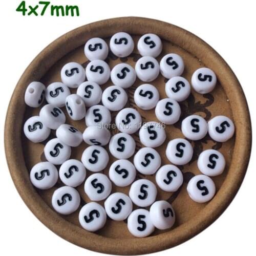 Acrylic Number Bead Round White Flat Spacer Beads 4*7mm diy Bracelet Necklace For Women Kids Jewelry Making Accessories 3600pcs